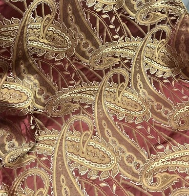 RED GOLD Designer 100% Silk Jacquard Fabric 54” Width Sold By The Yard - Image 1 of 4