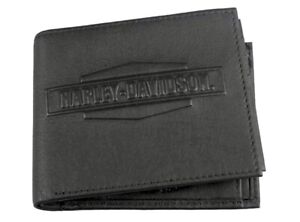 Harley-Davidson Men’s Bifold Coin Leather Wallet, IM7924L-Black