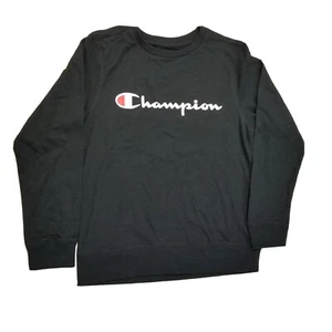 Champion French Terry Crew Long Sleeved Youth Size Medium Black - Picture 1 of 8