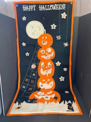 Pottery Barn Kids Happy Halloween Pumpkin ADVENT Countdown CALENDAR Pockets PreO - Image 1 of 3