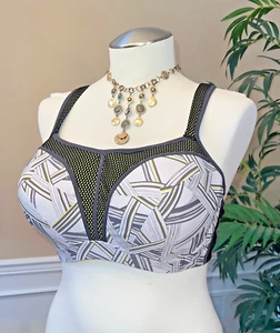 Panache SPORT 5021B High Impact Underwired Sports Bra Grey/White/Yellow Sz 40 FF - Picture 1 of 16