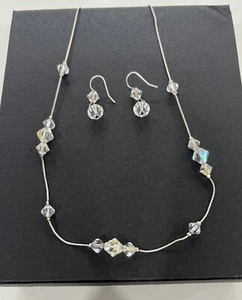 Kristall Perlen Halskette und Ohrhänger Set verstellbar 14”-18” - Bild 1 von 5