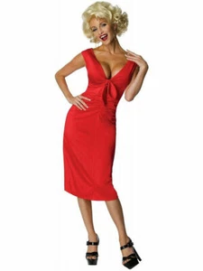 NEW Adult Womens Red Marilyn Monroe Hollywood Starlet Dress Halloween Costume M - Picture 1 of 1