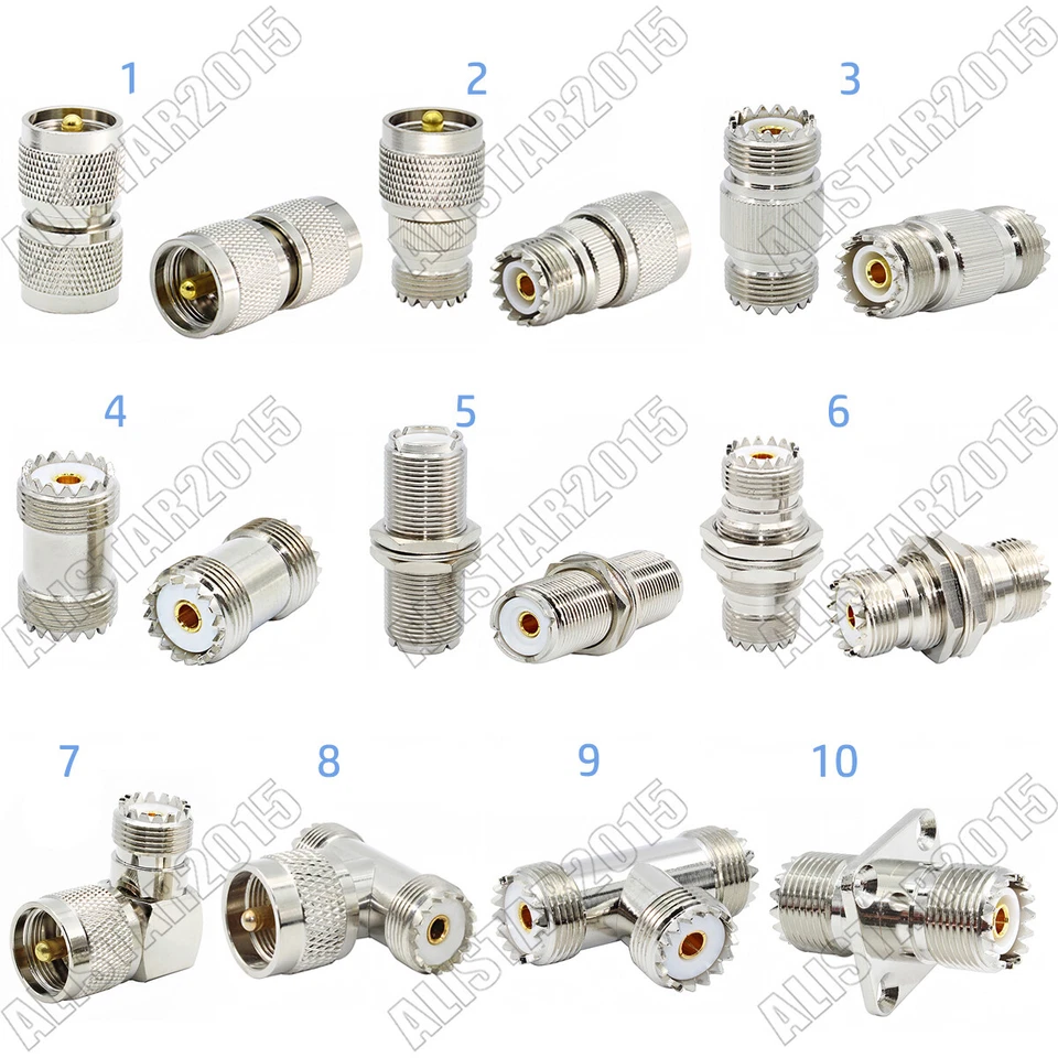 1x UHF PL259 SO239 Male Female to UHF Male Female Plug Jack Adapter RF Connector - Image 1 of 1