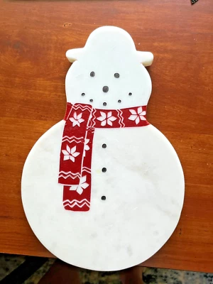 Nueva tabla de quesos de mármol Pottery Barn Archie the Snowman 10,5 x 7 x 0,75" Foto 1 de 4