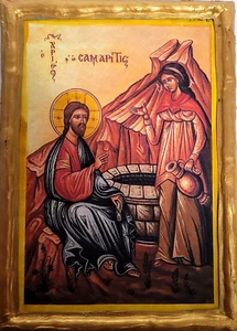 Sunday of The Samaritan Woman at The Well Jesus Greek Eastern Orthodox Icon - Picture 1 of 5