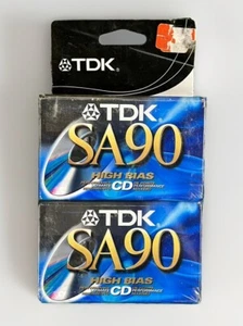 TDK SA 90 High Bias Type II Blank Super Avilyn Cassette Tapes Sealed 2 Pack - Picture 1 of 2