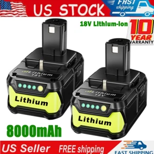 2PACK For RYOBI P108 18V 8.0Ah High Capacity Battery 18Volt Lithium-Ion One Plus - Picture 1 of 10
