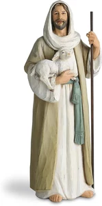 Estatua del Buen Pastor Jesús sosteniendo cordero 9,5 pulgadas religiosa moderna decoración del hogar figura - Imagen 1 de 9