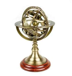 8 Zoll Messing Armillar Kugel Astrolabium Holzsockel maritim nautisch handgefertigt - Bild 1 von 4