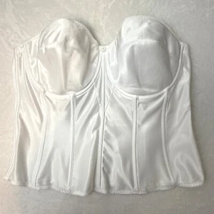 Dominique Intimate Apparel Lace Trim Strapless Bustier Bra Size 44D White - Picture 1 of 6