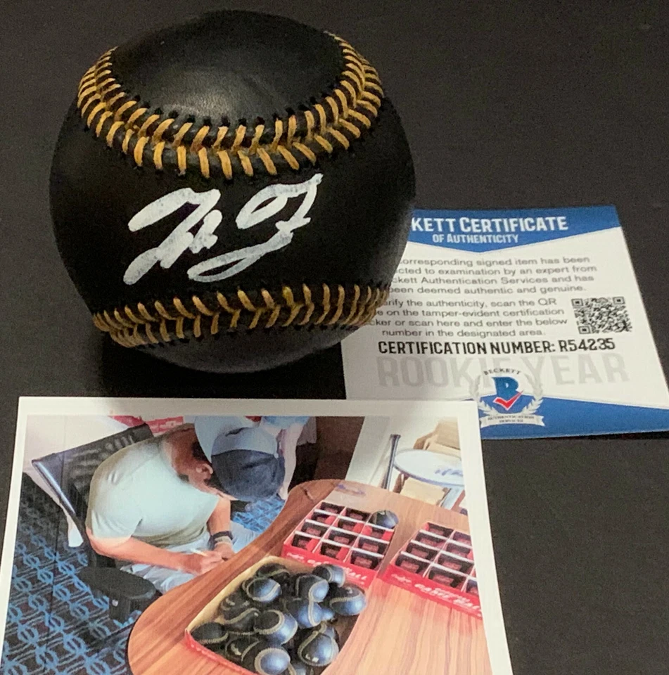 Tyler Freeman Cleveland Indians Guardians Auto Signed Black Baseball Beckett COA - Image 1 of 1