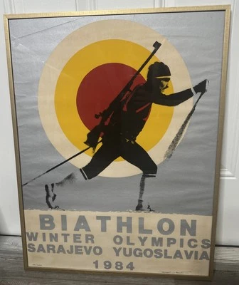 Póster Thomas W Benton 1984 Juegos Olímpicos de Invierno Sarajevo Biatlón - Enmarcado de colección Foto 1 de 4