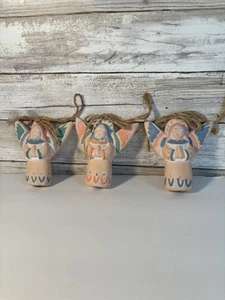 R.O.C. 3er Set Keramik Weihnachtsschmuck Engel Southwestern Pottery Vintage - Bild 1 von 11