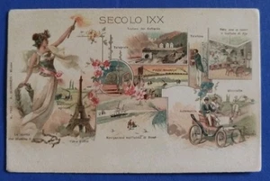 1900 - secolo IXX - allegoria del nuovo secolo - telegrafo telefono auto suez - Picture 1 of 2