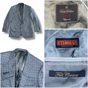 Brooks Brothers Blazer Jacket Fitzgerald E ThomasPlaid Full Canvas Wool Mens 44L - Picture 1 of 10
