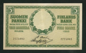 🔴FINNLAND 5 Markkaa 1918 vz P-36🔴Selten in dieser Qualität! - Bild 1 von 2
