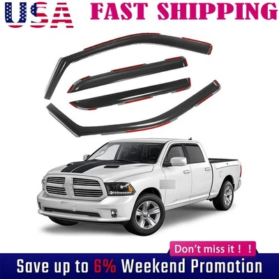 Para Dodge Ram 1500 2500 3500 2009-2018 doble cabina ventana ventilación viseras lluvia Exloicvb Foto 1 de 4