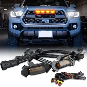 For Toyota Tacoma 2016-21 Pro Raptor Style Smoked Amber LED Grille Light Kit - Picture 1 of 22