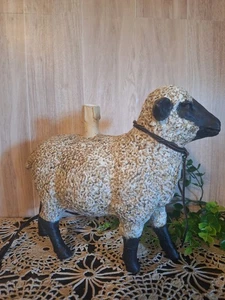 Vintage Rustikale Schaf Akzentlampe, Landhauskern, Bauernhaus, Lamm, primitives Dekor, - Bild 1 von 12