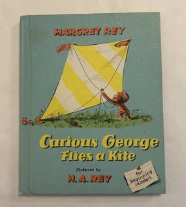 Vintage CURIOUS GEORGE Flies a Kite Book by Margaret & H.A. Rey, 1958 - Foto 1 di 4