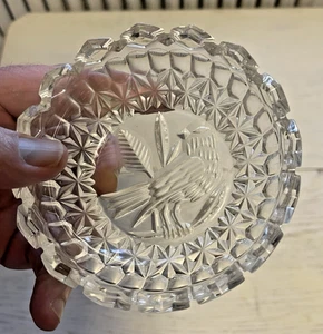 Hofbauer Byrds Bleikristall Vogel Finger Obstschale geätzt Vintage 4" Durchmesser Germany - Bild 1 von 5