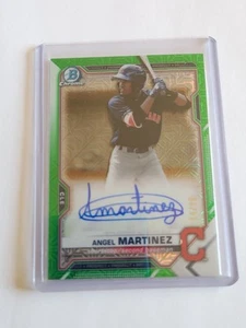 2021 Bowman Chrome GREEN MOJO REFRACTOR AUTO Angel Martinez (74/99) Guardians - Picture 1 of 3