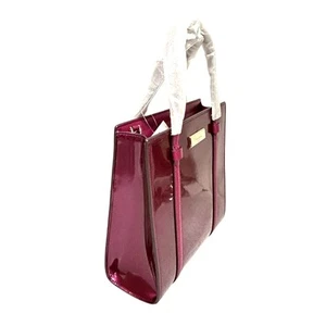 Mini bolso de mano Kate Spade NUEVO bolso con asas superiores acabado charol frambuesa oscura - Imagen 1 de 9