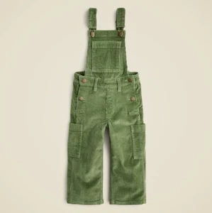 New Crewcuts Girls Overalls Moss Green Jumpsuit Corduroy Pocket 8 10 12 - Picture 1 of 2