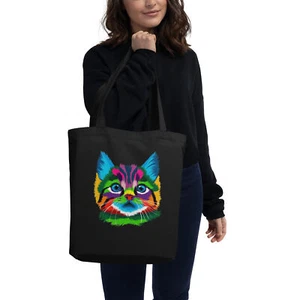 COLORFUL CAT Eco Tote Bag ( Beach, Fun, Cat, Pet ) - Picture 1 of 7