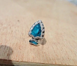 ÚNICO Pendiente de Plata de Ley PEQUEÑO 10x6mm Azul Turquesa Punta de Flecha - Imagen 1 de 3
