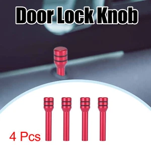 4 Pcs Universal Car Interior Side Door Lock Knob Pull Pins Red Aluminum Alloy - Picture 1 of 6