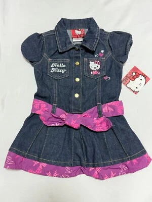 Sanrio Hello Kitty Baby Toddler Denim One-piece 2T Pink Girls Short-sleeve Retro - Image 1 of 4