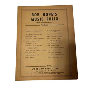 Bob Hope's Music Folio Words Music Lyrics Piano Chords 1949 Organ Vintage - Picture 1 of 4