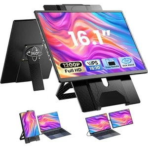 Laptop Screen Extender 16,1" 1200P FHD Tragbarer Monitor 360° Drehbar Abnehmbar - Bild 1 von 9