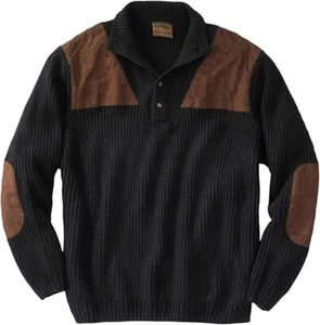 Boulder Creek Mens Patch Sweater Mock Neck Black Kingsize Big & Tall Large NWOT - Bild 1 von 14