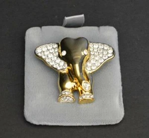 Elephant Brooch with Rhinestones – Gold Tone Metal – NEW - Picture 1 of 3