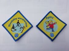 2 BROWNIE GUIDE Activity Cloth Diamond Badges. Activity & Disability Awareness
