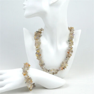 Conjunto de acessórios de joias da moda colar pulseira de pedra natural ametista aventurina - Imagem 1 de 4