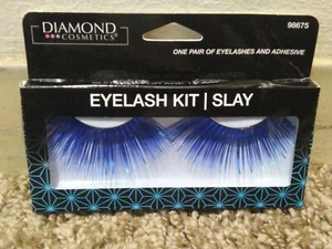 Eyelashes ~ Metalic Blue ~ Adhesive Included ~ Eye Lash Lashes ~ Costume Wear - Picture 1 of 1