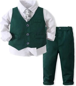 Boys' Suits Gentleman's Tie Pants Set, Kids Formal Dress Shirt for Toddler Weddi - Picture 1 of 24