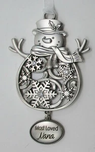 DD1 Most loved nana Snowman SNOWFLAKE SWIRL Ornament Christmas ganz - Picture 1 of 6