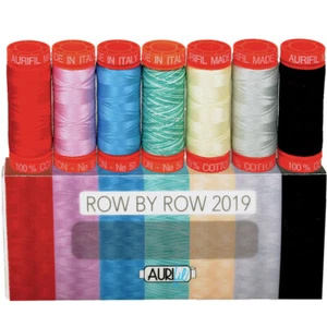 Moda AURIFIL Thread 50wt ROW BY ROW 2019 ~ 7 SPOOLS 100% Cotton 218 Yards Each - Picture 1 of 3