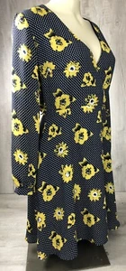 Banana Republic Dress Blue Rose Floral Warhol Type Print Polka Dot Women Size 2 - Picture 1 of 12