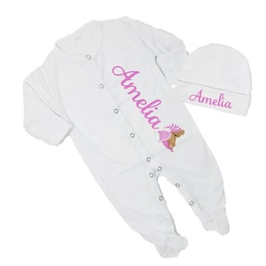 Bebé Niña Personalizado Dormir Oso de Peluche Pies Dormir Regreso a Casa Conjunto - Imagen 1 de 14