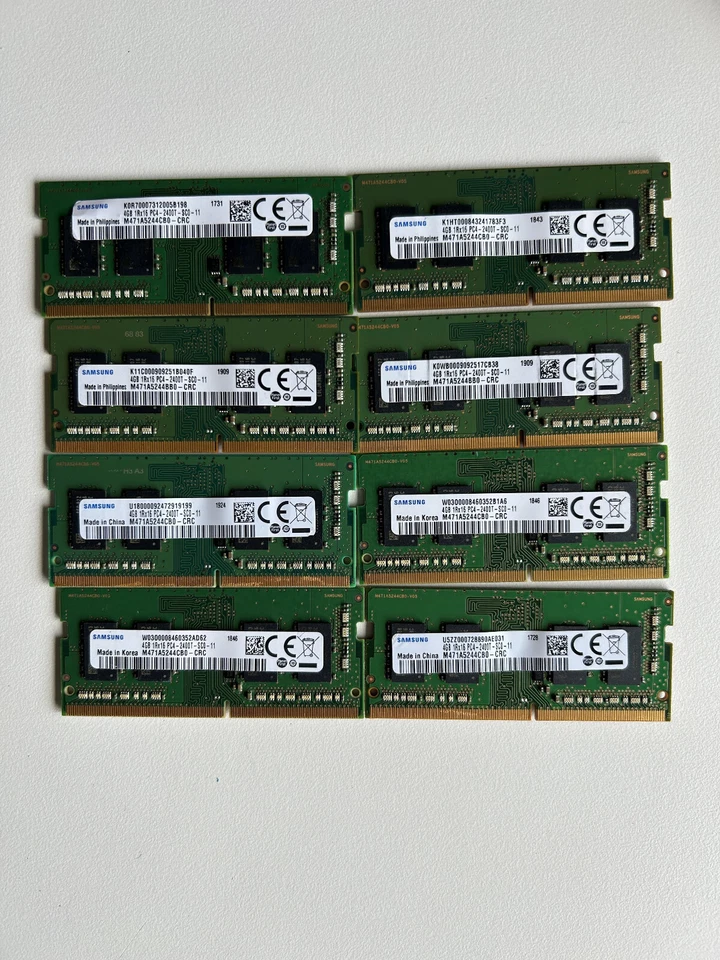Job Lot 8 x Samsung 4GB RAM SODIMM PC4-19200 DDR4 2400 1.2V 260 P - Image 1 of 1