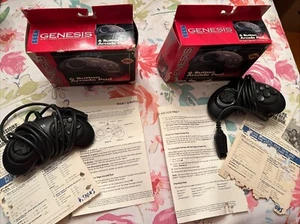 Juego de 2 controladores de 6 botones Sega Genesis 1993 almohadilla arcade en cajas originales nuevo en caja - Imagen 1 de 18