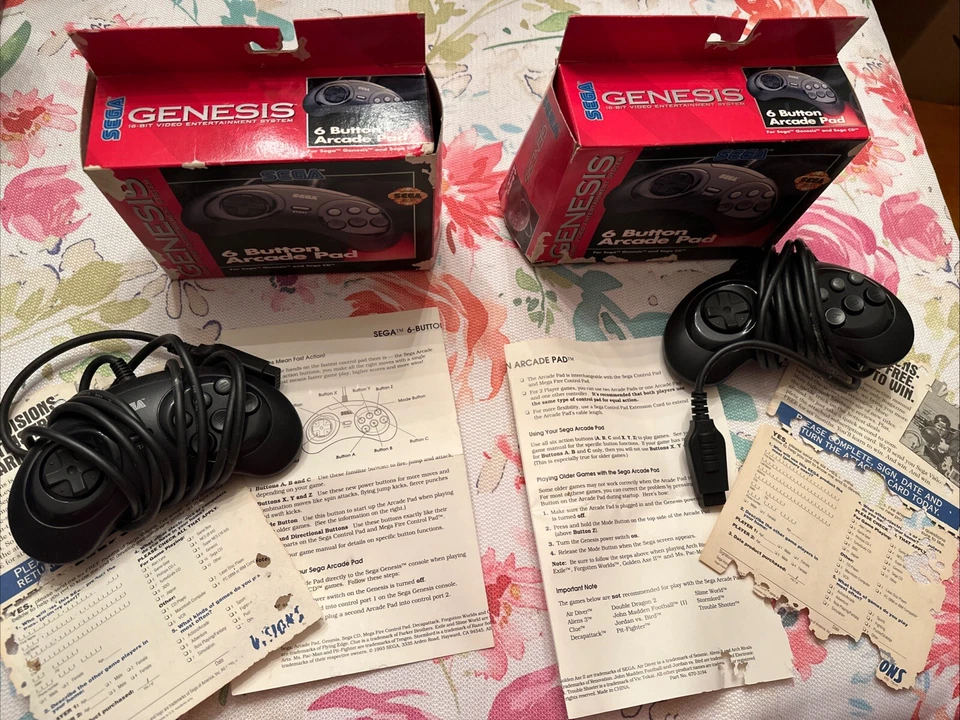 Set Of 2 1993 Sega Genesis 6 Button Controller Arcade Pad In Original Boxes NIB - Image 1 of 4