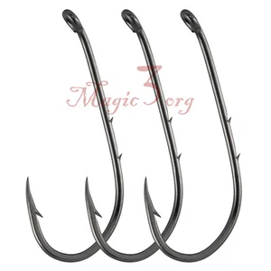100pcs Baitholder Hooks Live Bait High Carbon Steel Black Nickel Down-Turned Eye - Picture 1 of 7
