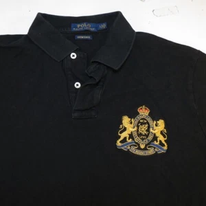 POLO RALPH LAUREN Custom Slim Fit DESIGNER POLO SHIRT Boys L Black / Crest - Picture 1 of 3